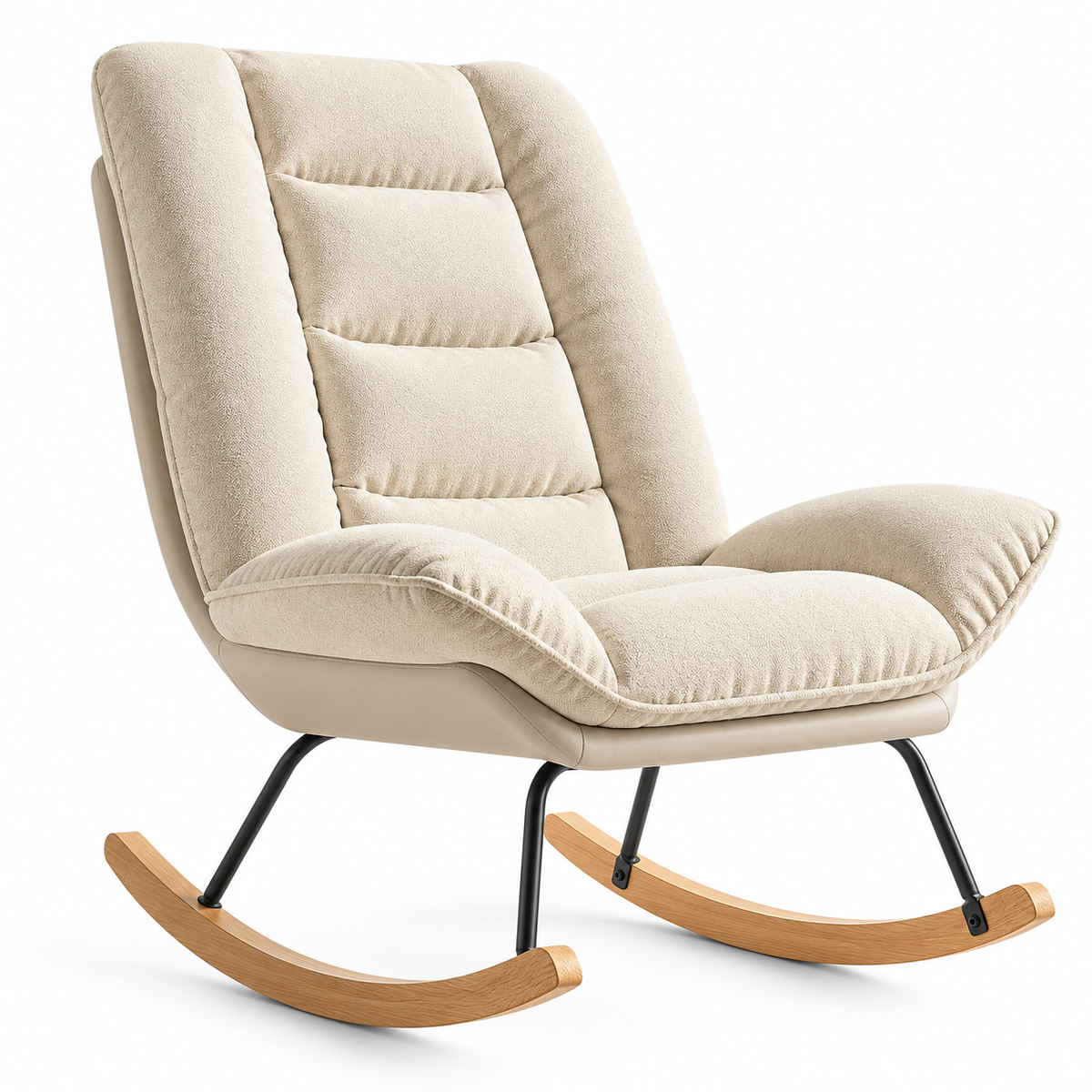 Fauteuil à Bascule en Lin et Bois de Hêtre – LINAYA