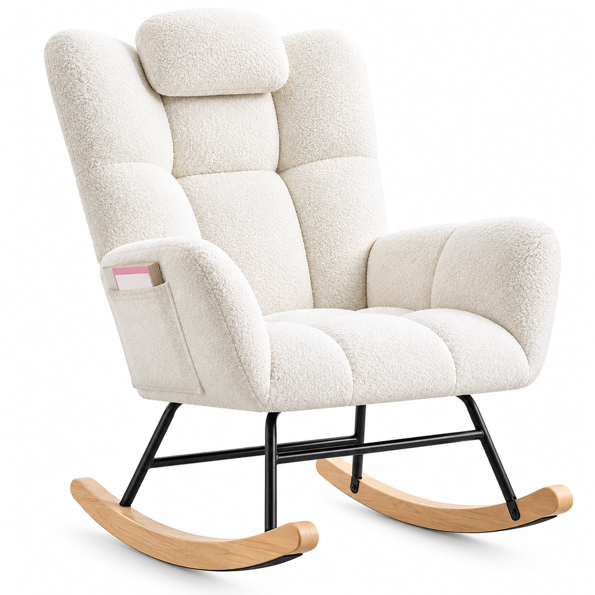 Fauteuil à Bascule Wingback en Teddy – AVELINE