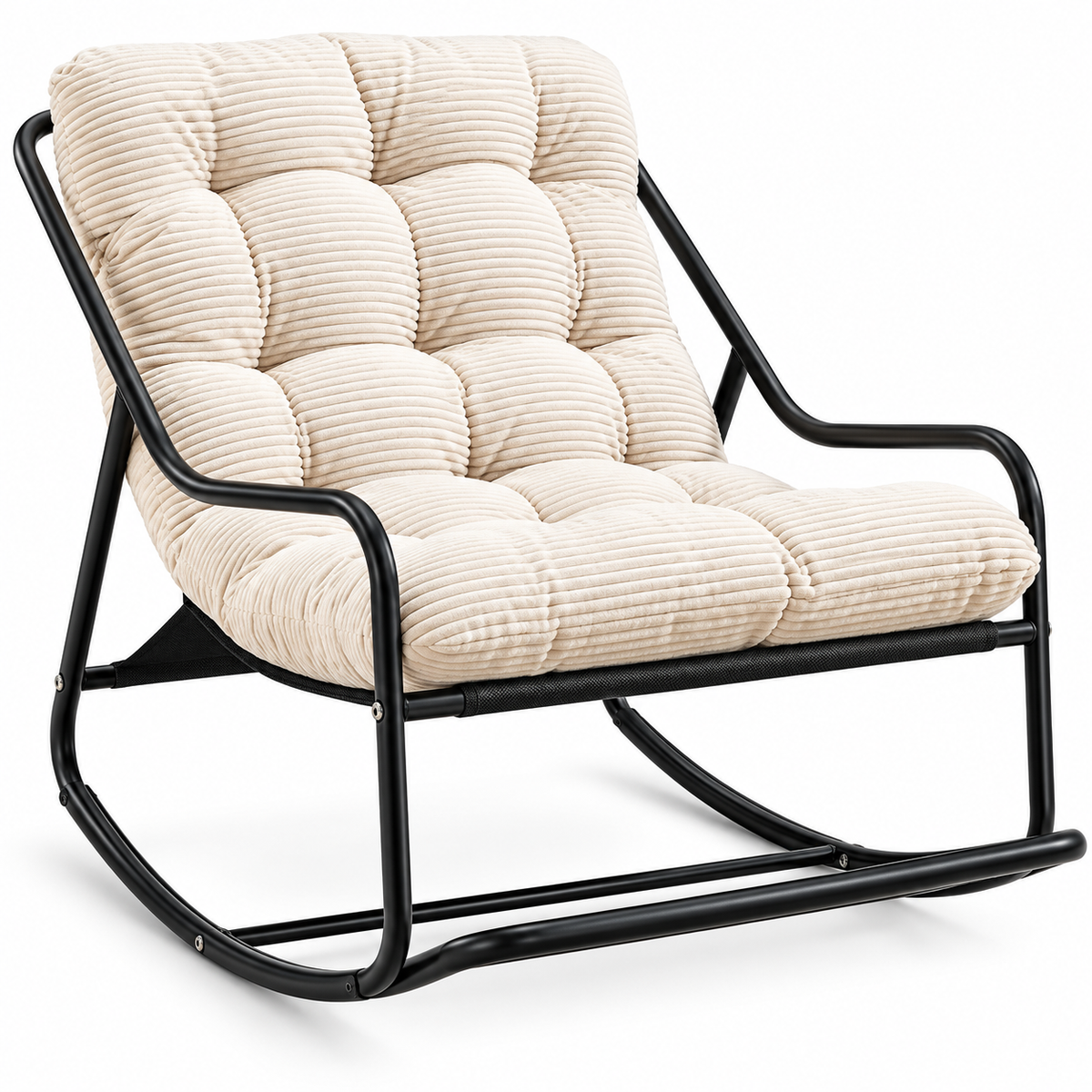 Fauteuil à Bascule Corduroy Capitonné Cadre Métal – TIALYS