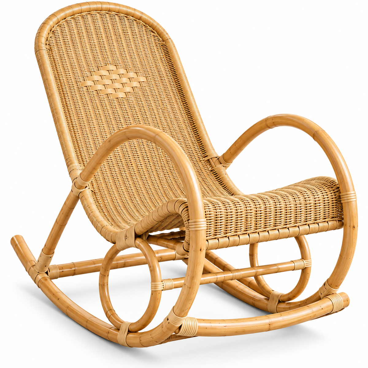 Fauteuil à Bascule Rotin et Manau Tressés Main – BRISANE