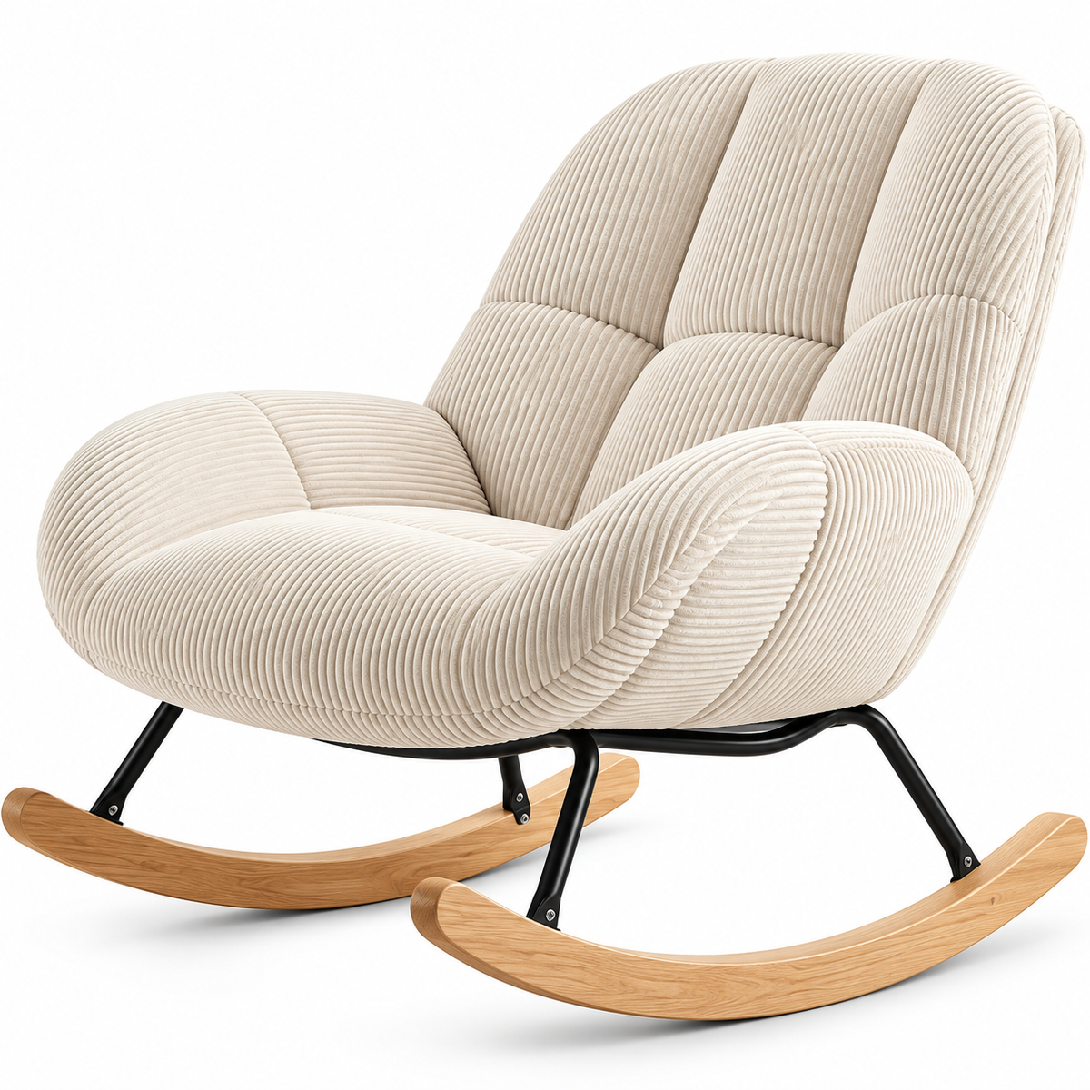 Fauteuil à Bascule Scandinave Velours Côtelé – CIELYA