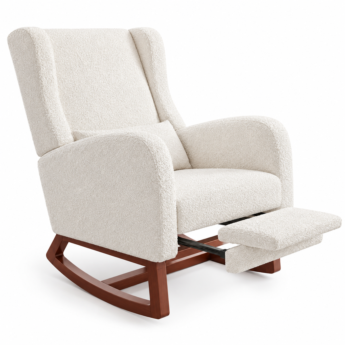 Fauteuil à Bascule Teddy Blanc Ivoire avec Repose-Pieds – RIVANE