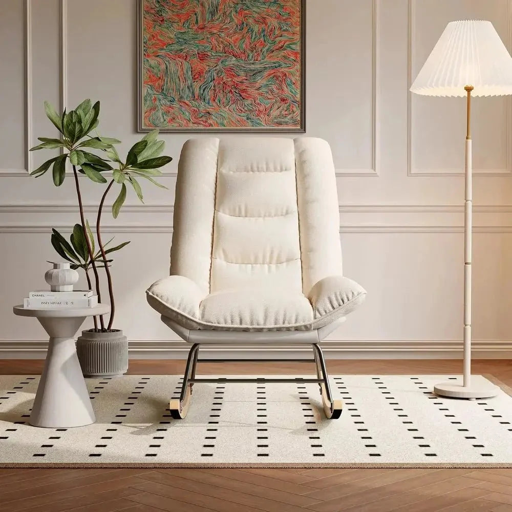 Fauteuil à bascule LINAYA, vue de face, coloris beige