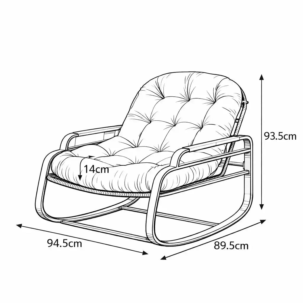 Fauteuil à bascule CORALYS, schéma des dimensions
