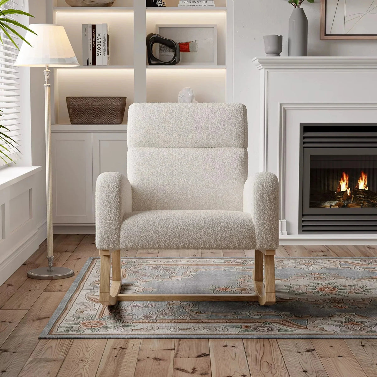 Fauteuil à bascule TENDRYS, en situation dans un intérieur, coloris blanc