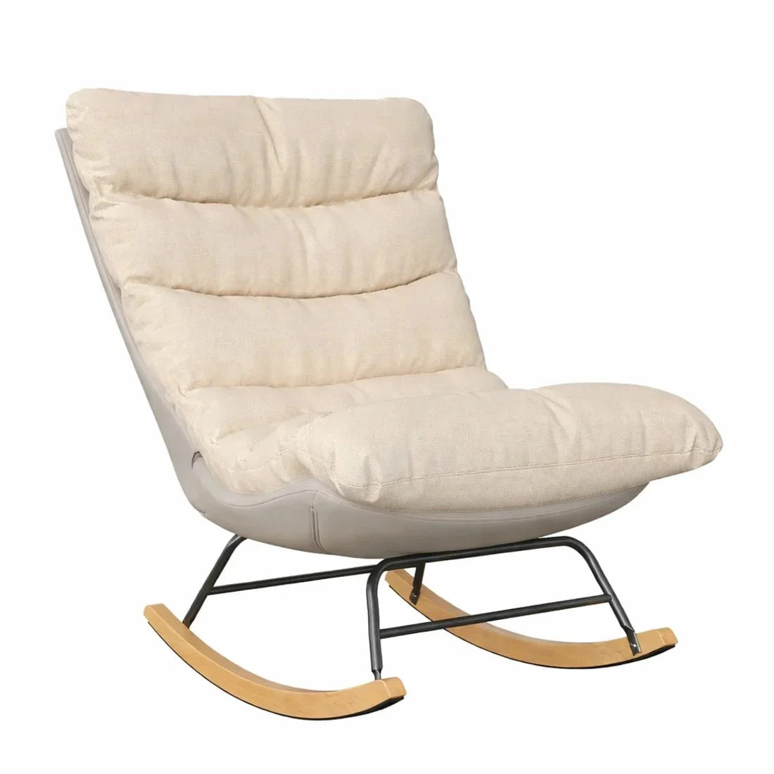 Fauteuil à bascule NAELYS, vue produit sur fond neutre, coloris beige