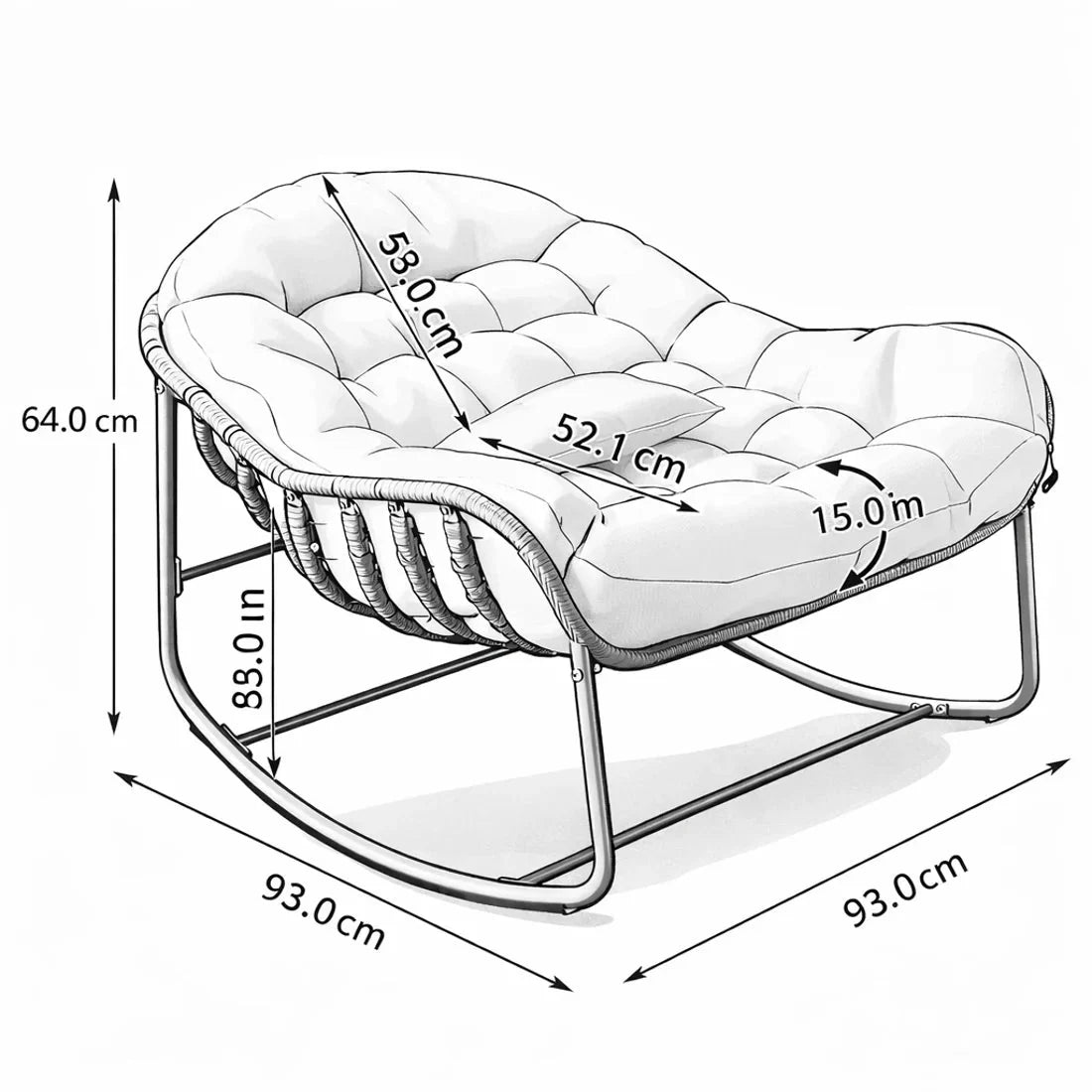 Fauteuil à bascule OVALIA, vue du produit