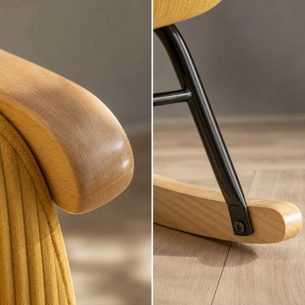 Fauteuil à bascule SOLAYA, au style rétro, coloris jaune (3)
