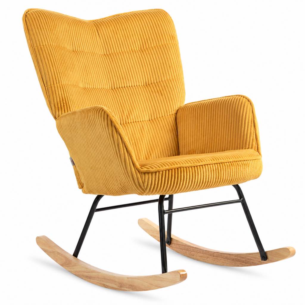 Fauteuil à bascule SOLAYA, au style rétro, coloris jaune (4)