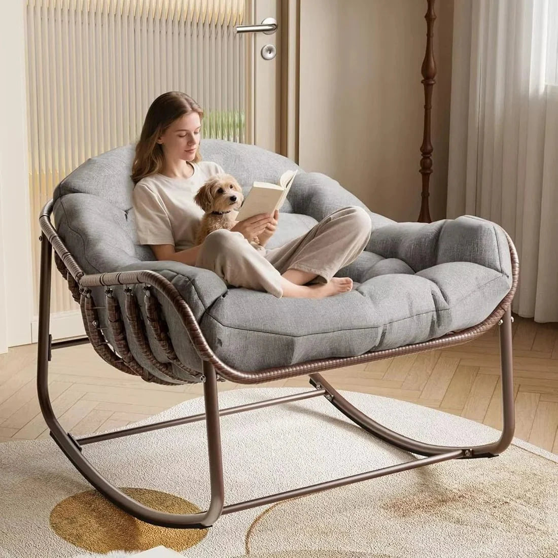 Fauteuil à bascule OVALIA, coloris noir
