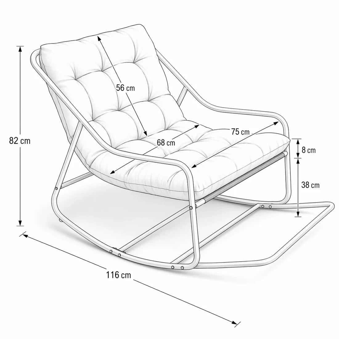 Fauteuil à bascule TIALYS, schéma des dimensions