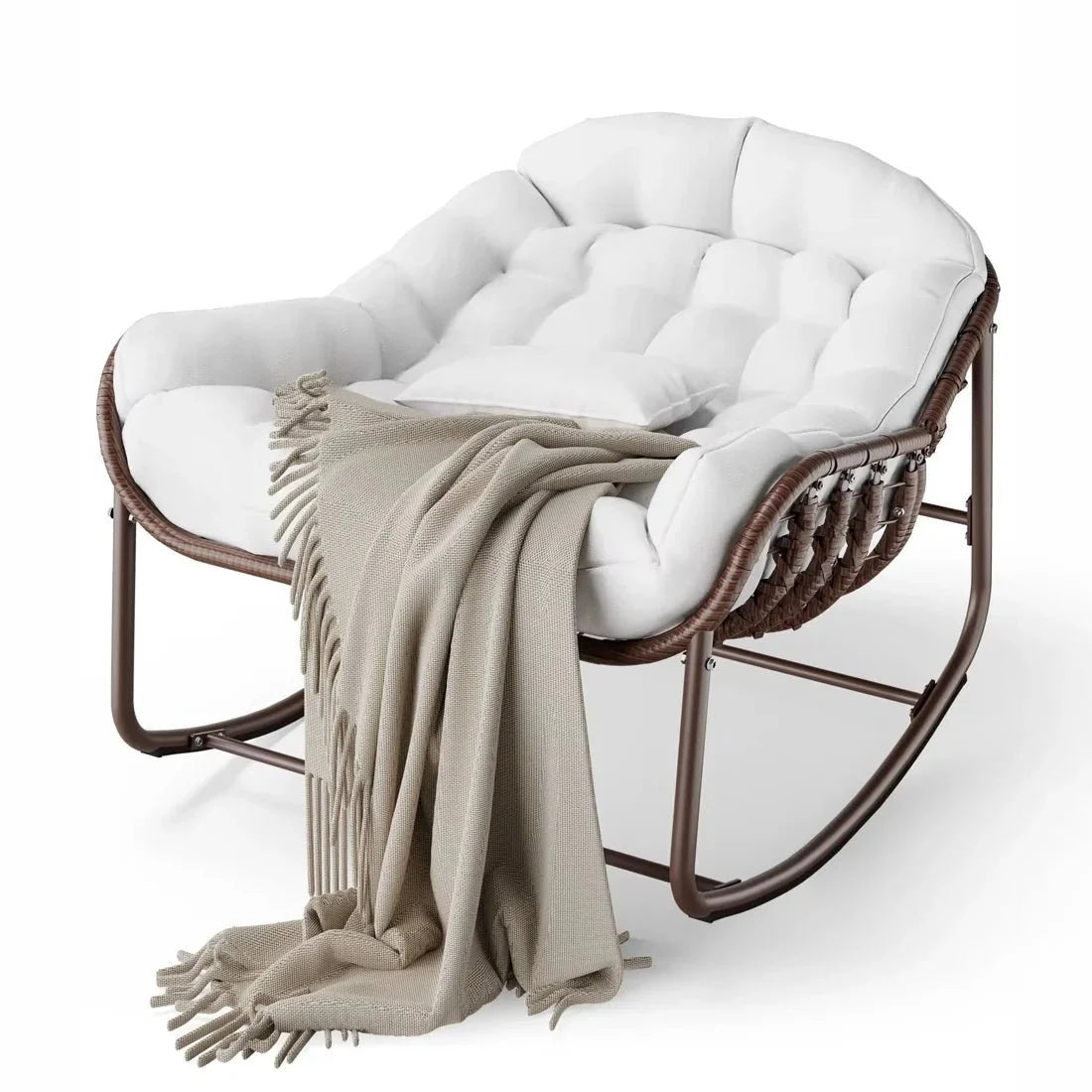 Fauteuil à bascule OVALIA, coloris rose (2)