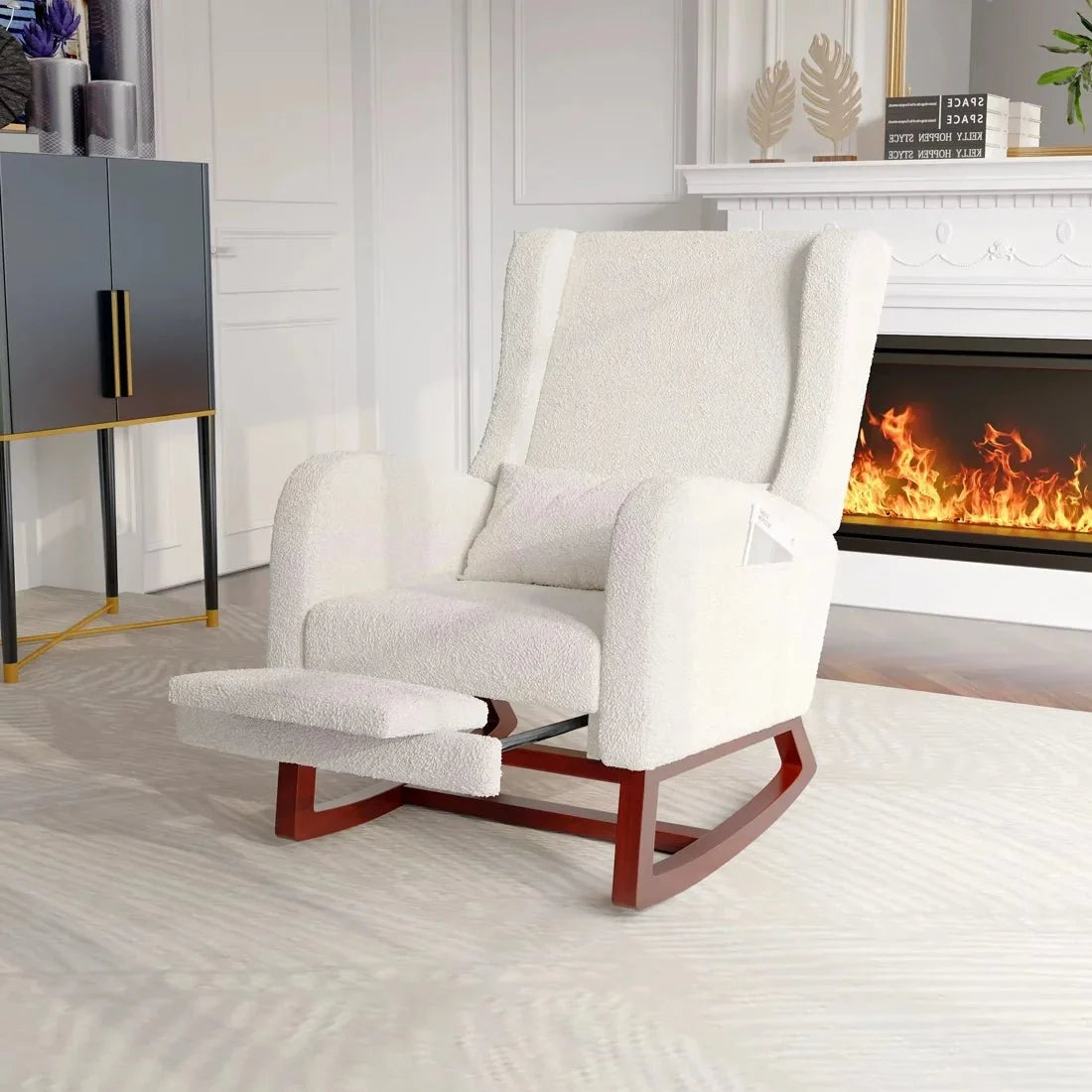 Fauteuil à bascule RIVANE, avec repose-pieds déplié