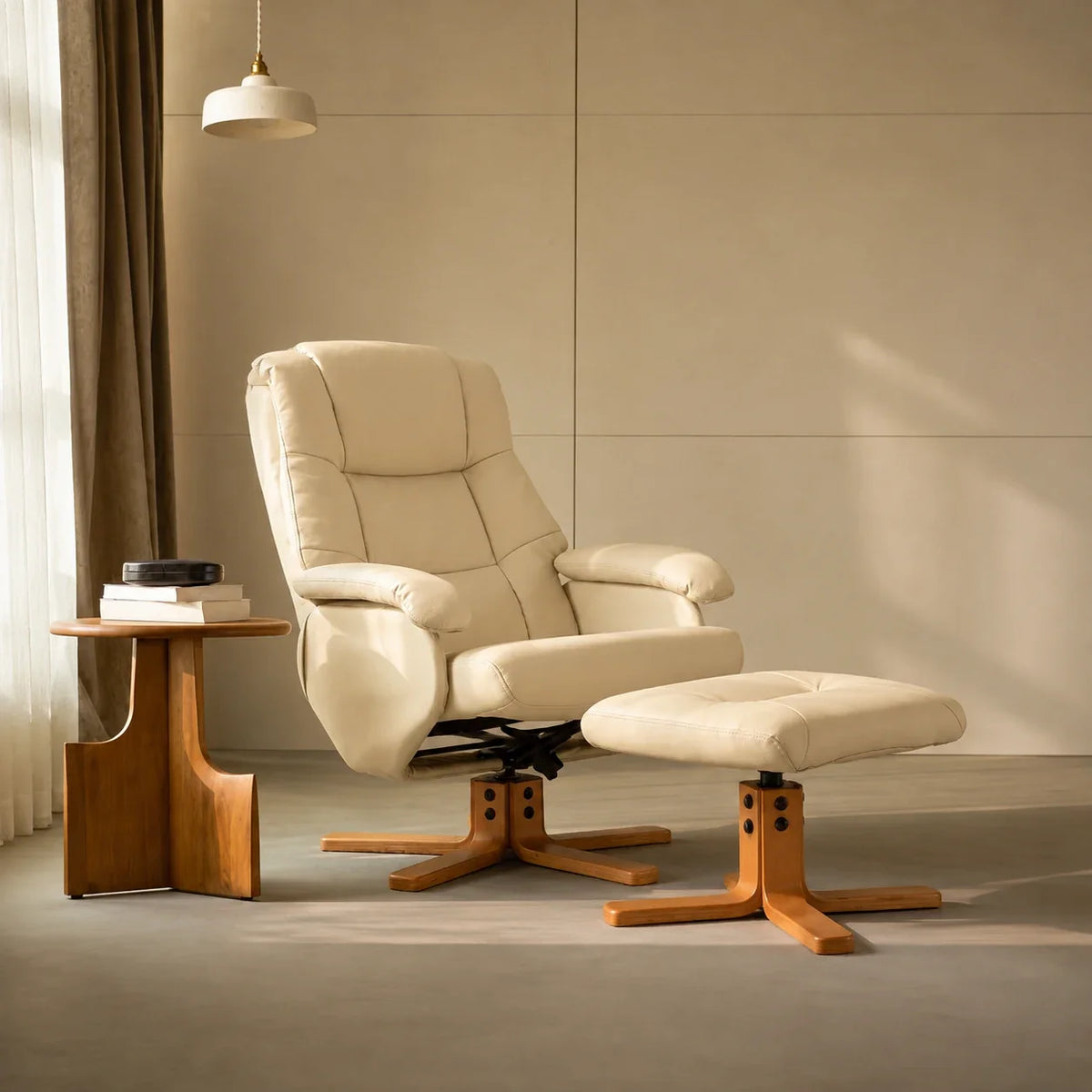 Fauteuil relax HALONE, vue de face, coloris beige