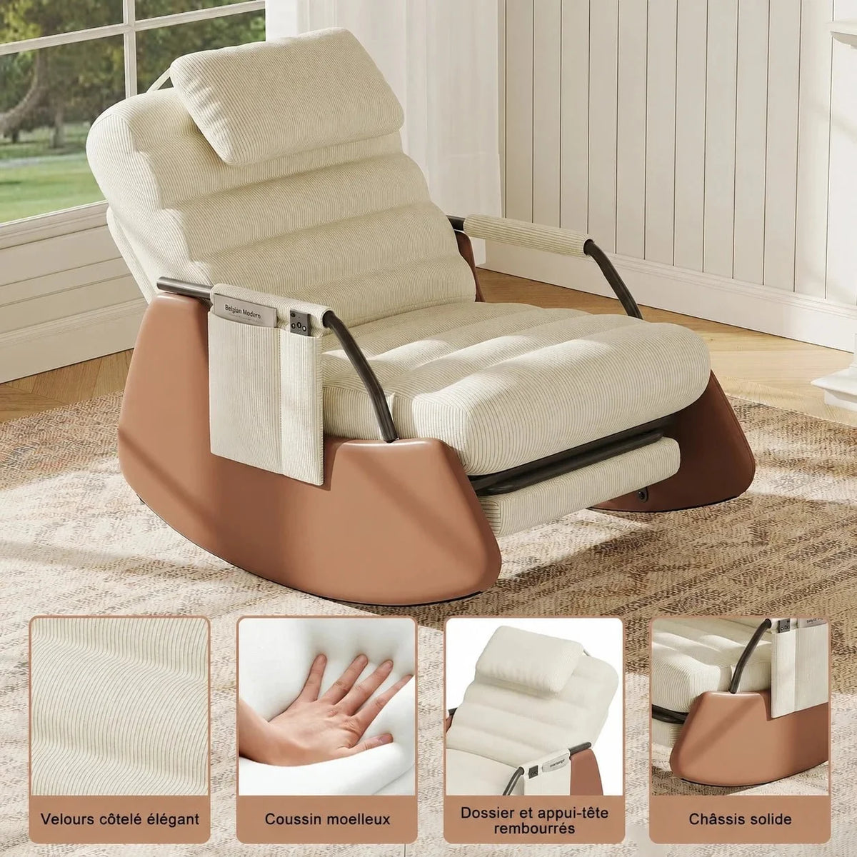 Fauteuil à bascule AMBRÉA, détail des caractéristiques