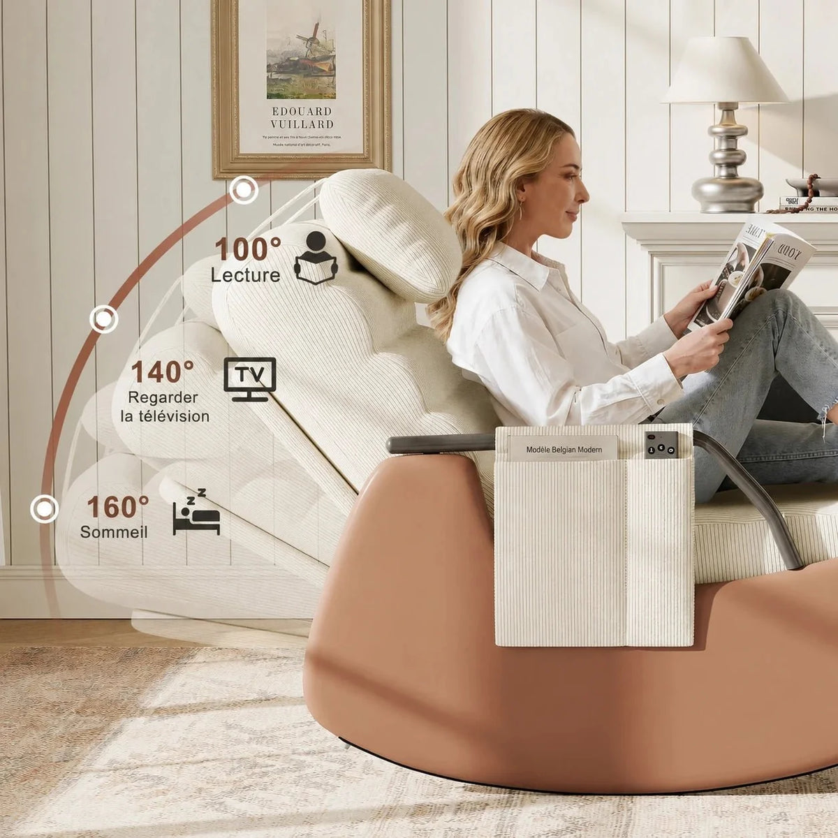 Fauteuil à bascule AMBRÉA, en position inclinée