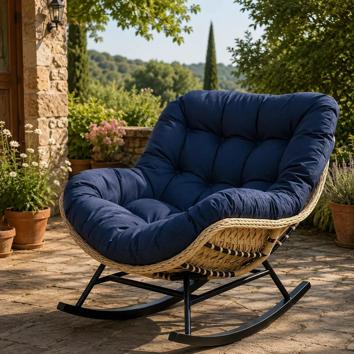Fauteuil à bascule PALUA, coloris bleu