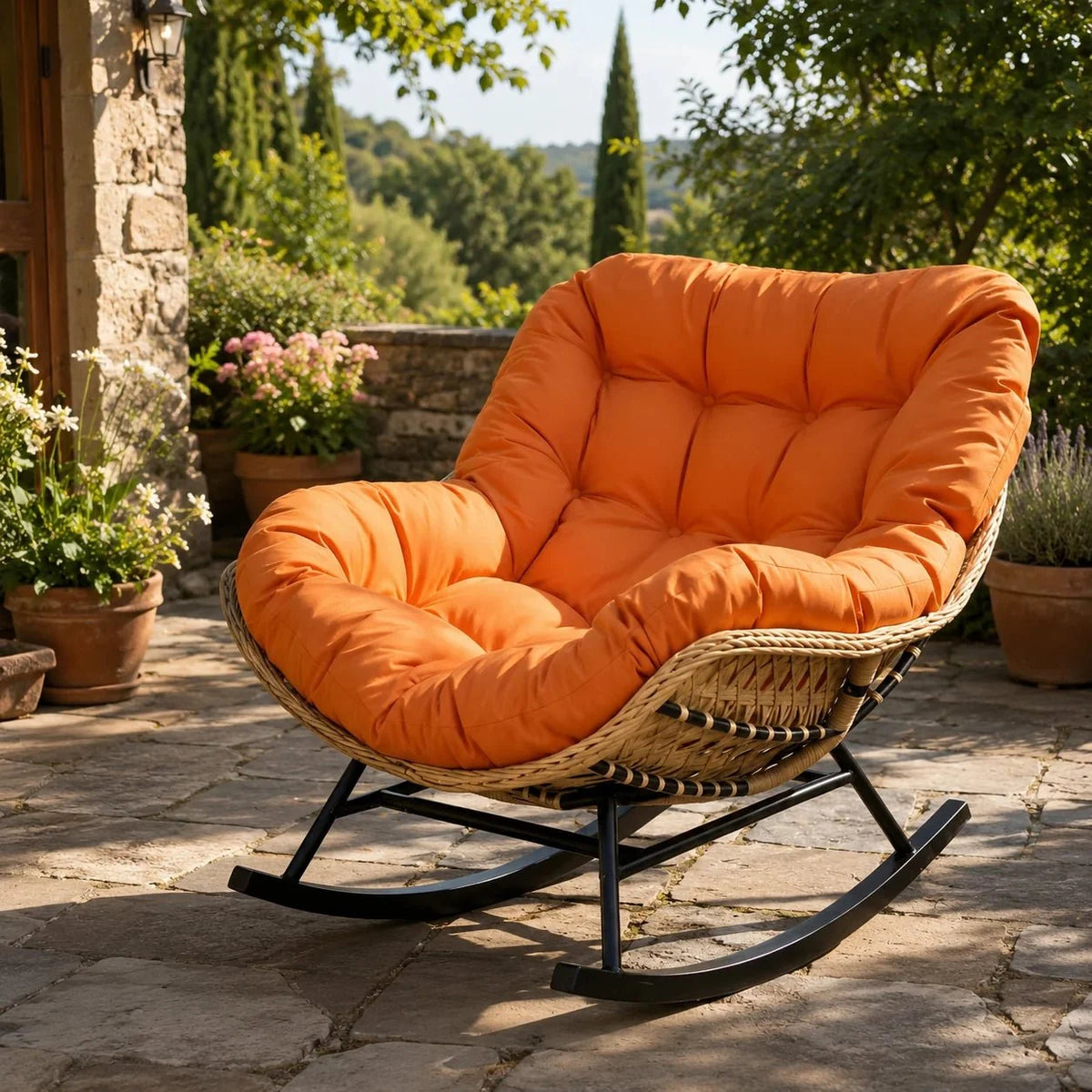 Fauteuil à bascule PALUA, coloris orange