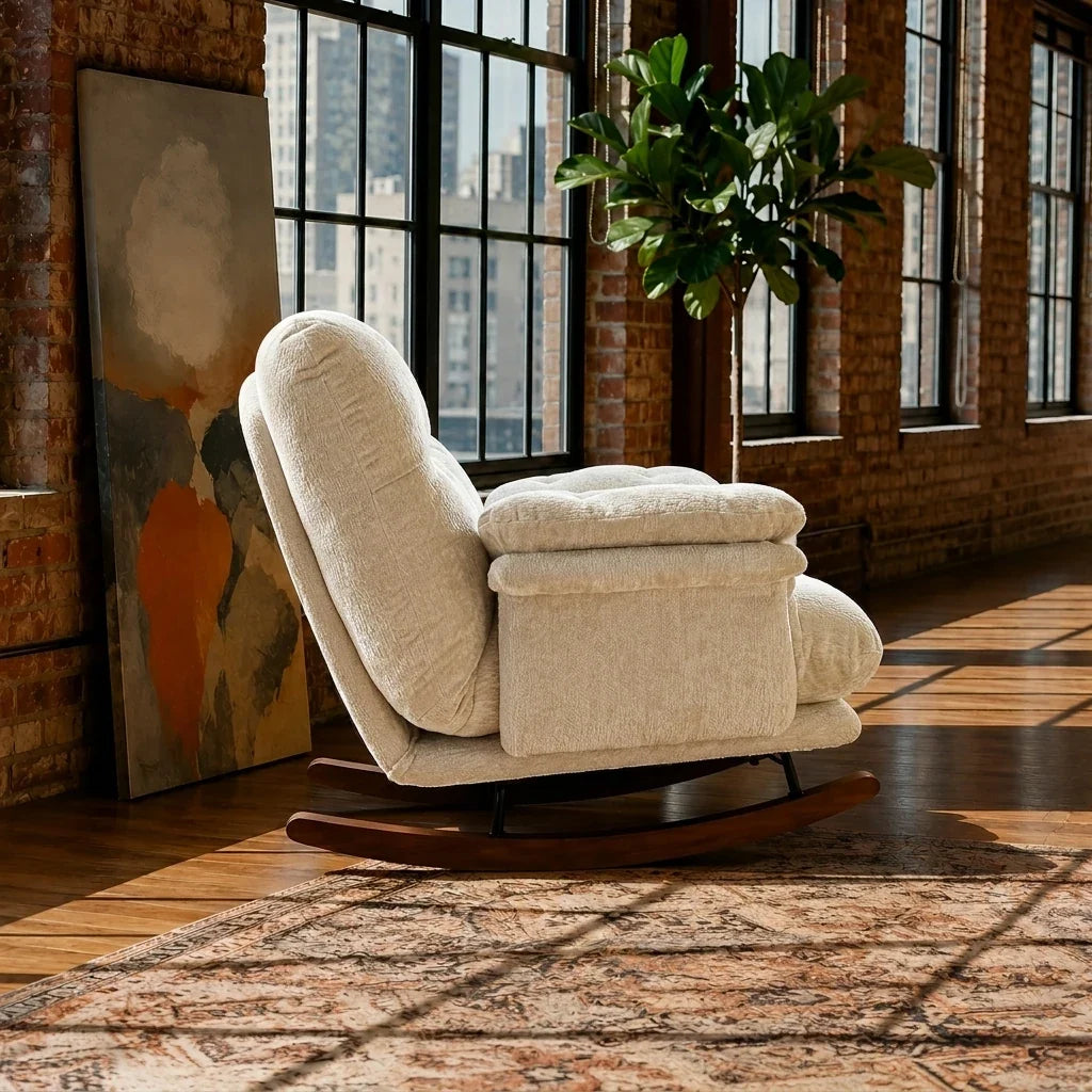 Fauteuil à bascule LUMEA, vue de dos, coloris blanc