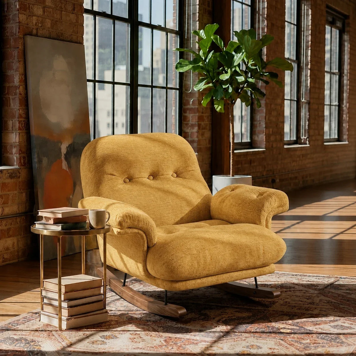 Fauteuil à bascule LUMEA, coloris jaune