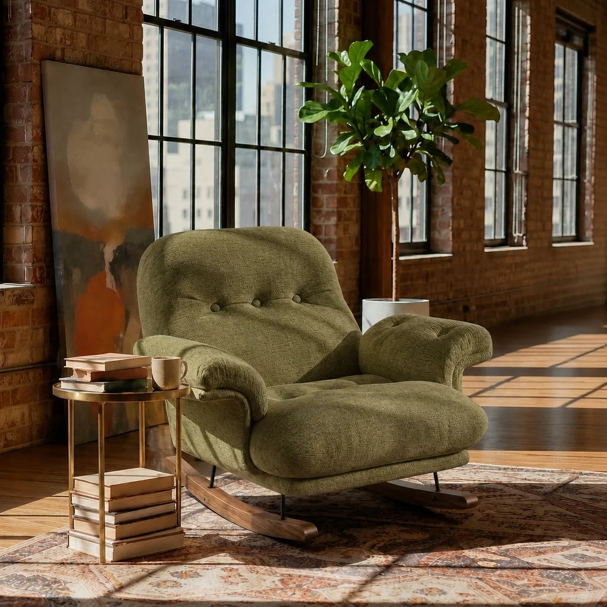 Fauteuil à bascule LUMEA, coloris vert