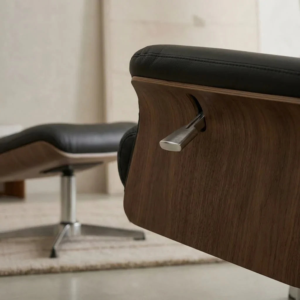 Fauteuil relax MAELVA, en position inclinée, coloris noir