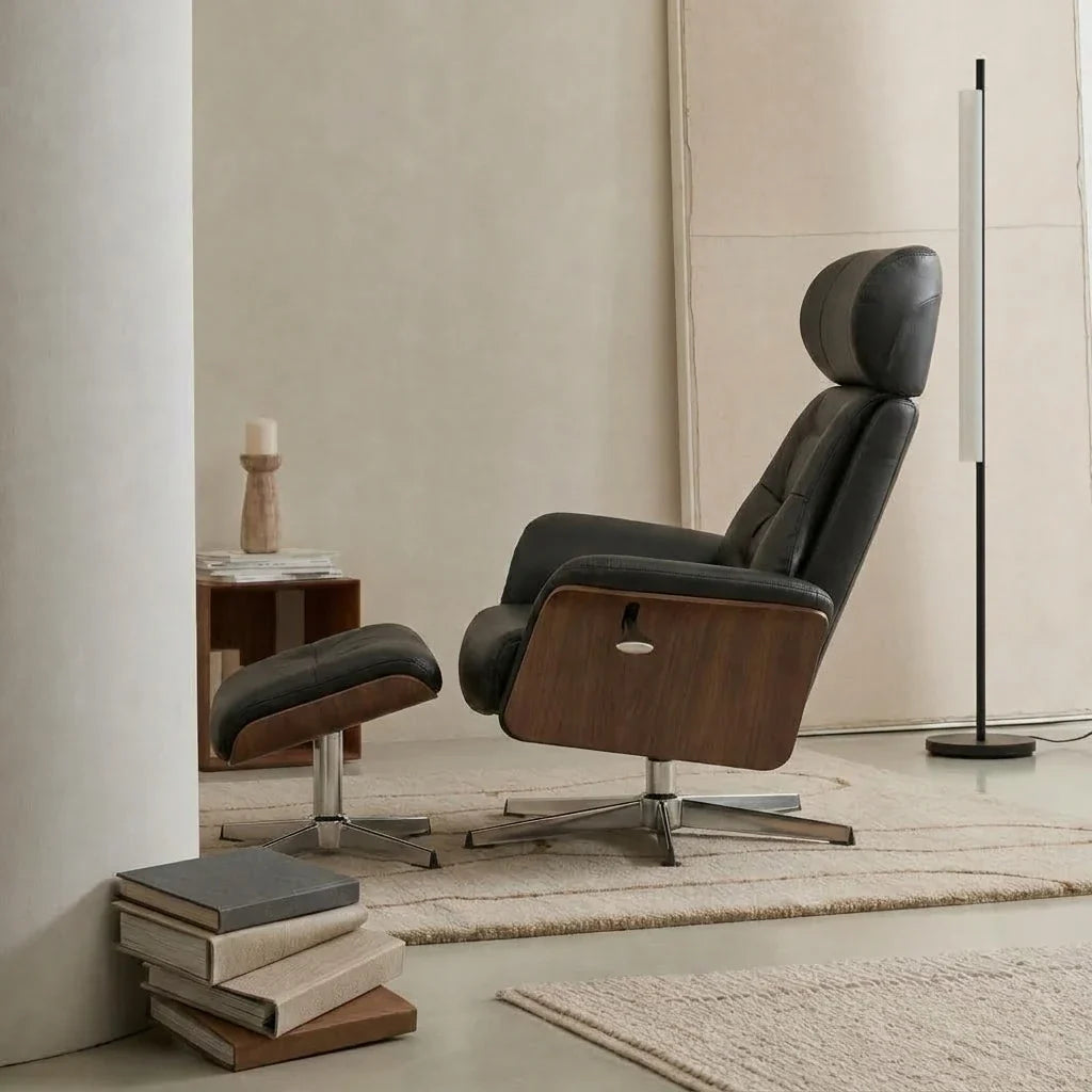 Fauteuil relax MAELVA, vue de trois quarts, coloris noir (2)