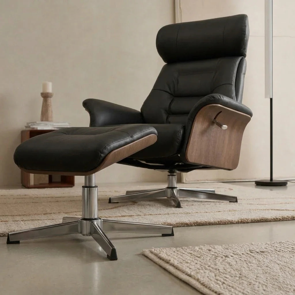 Fauteuil relax MAELVA, vue de trois quarts, coloris noir