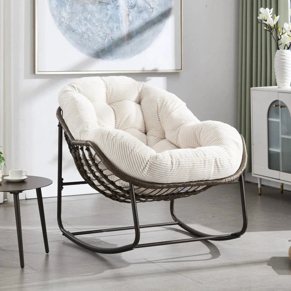 Fauteuil à bascule CALYSTE, vue de trois quarts, coloris blanc