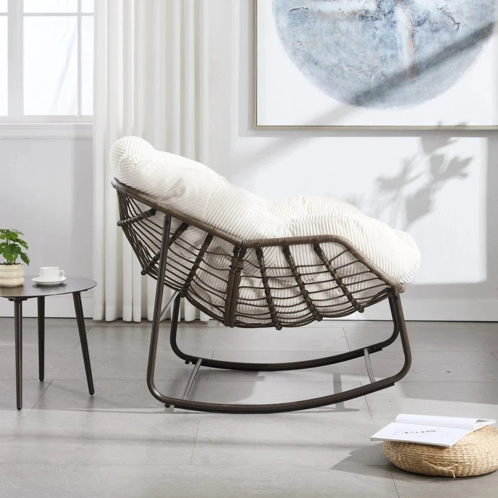 Fauteuil à bascule CALYSTE, vue de trois quarts, coloris blanc (2)