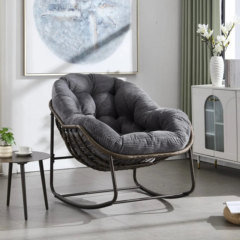 Fauteuil à bascule CALYSTE, vue de trois quarts, coloris gris