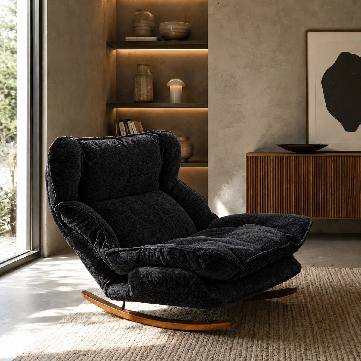 Fauteuil à bascule CALMEA, coloris noir