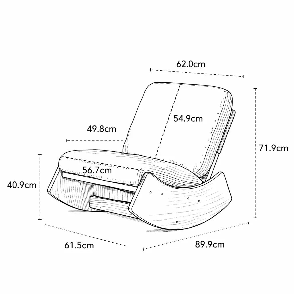 Fauteuil à bascule VELONA, schéma des dimensions