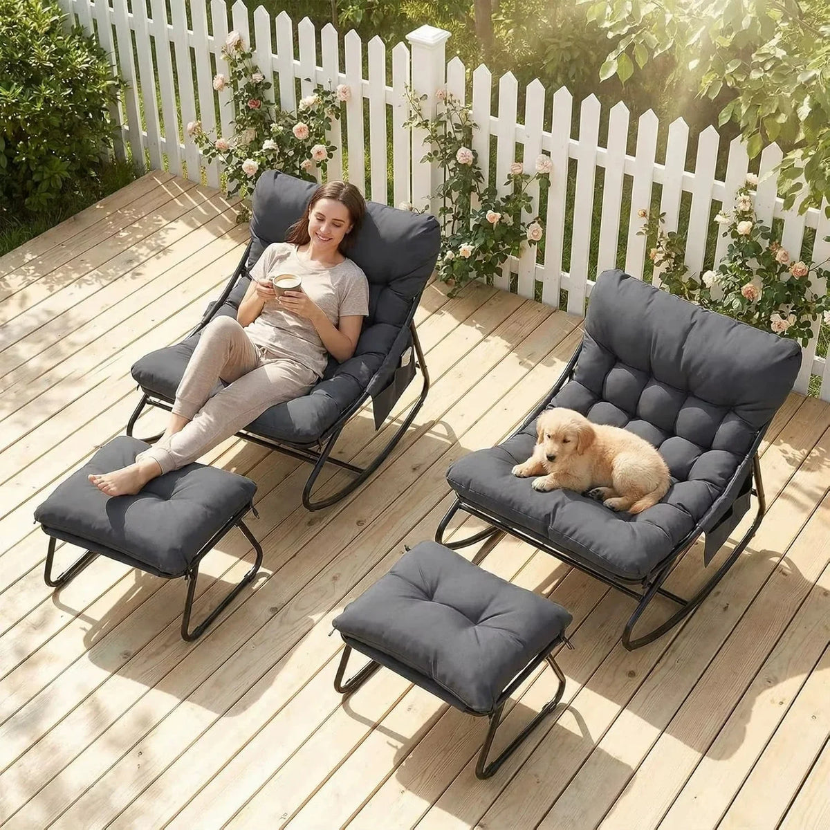 Fauteuil à bascule OCÉANE, installé en extérieur (5)