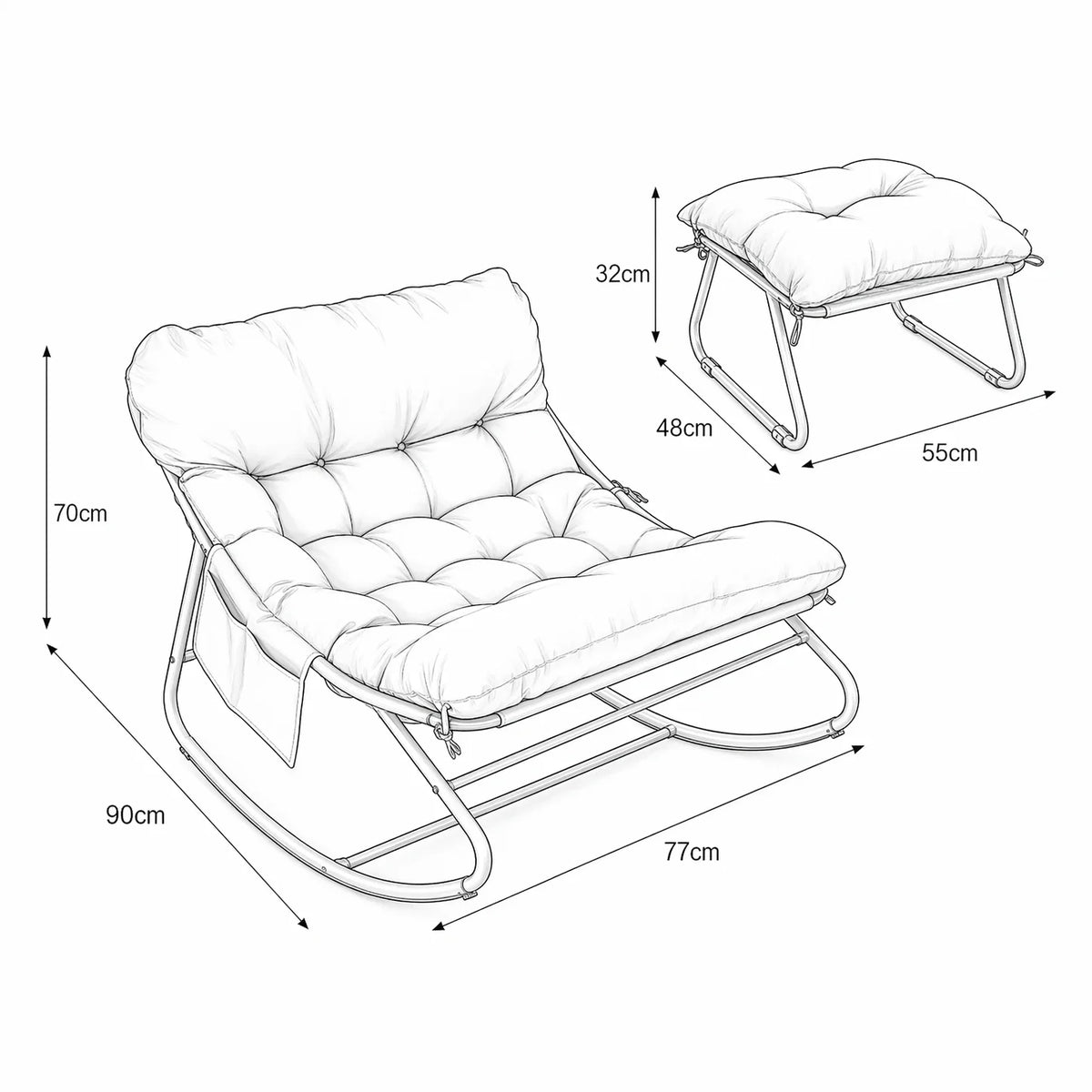 Fauteuil à bascule OCÉANE, installé en extérieur (10)