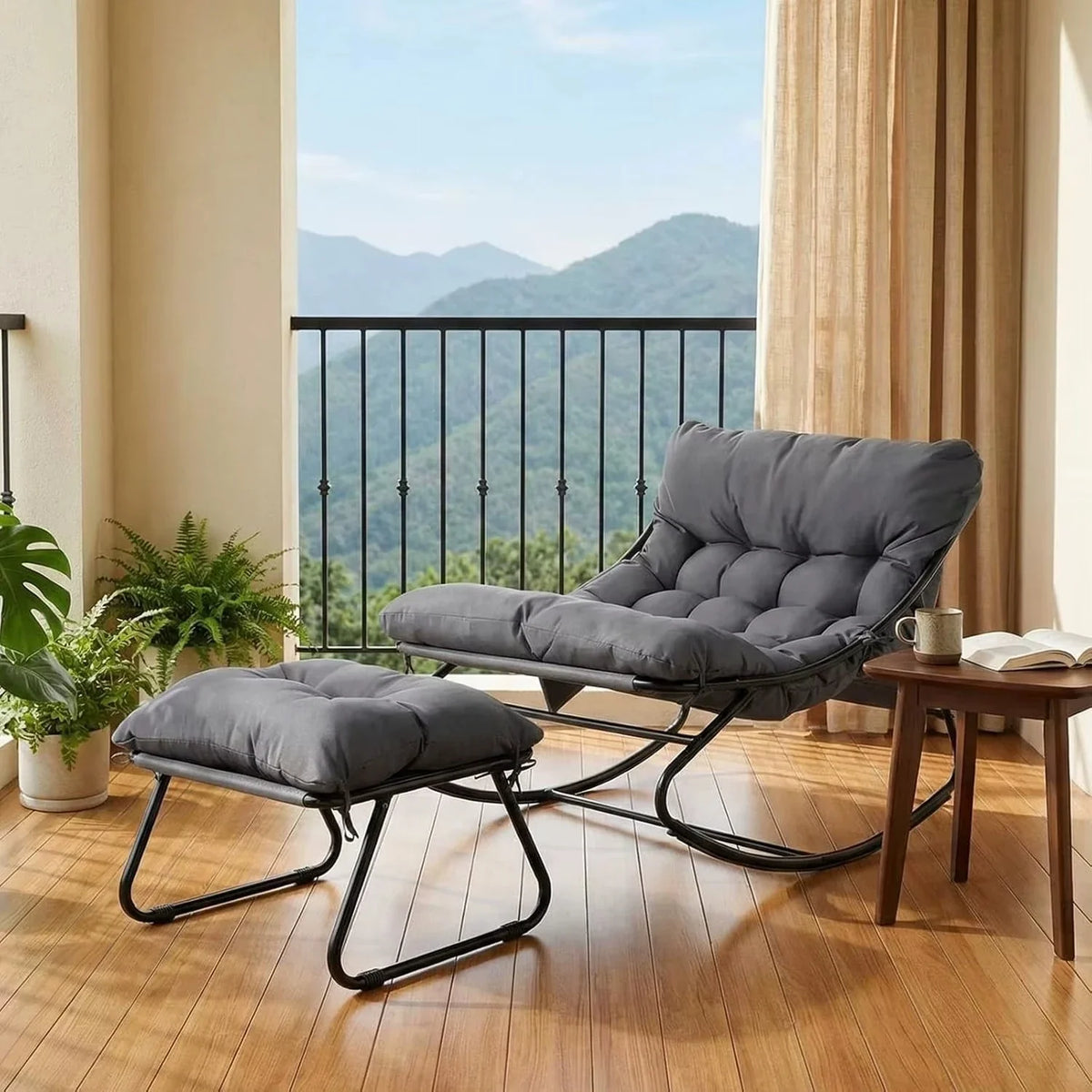Fauteuil à bascule OCÉANE, installé en extérieur (4)