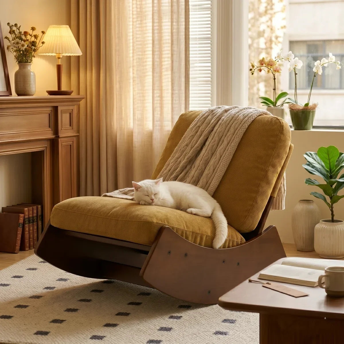 Fauteuil à bascule VELONA, au style rétro (3)
