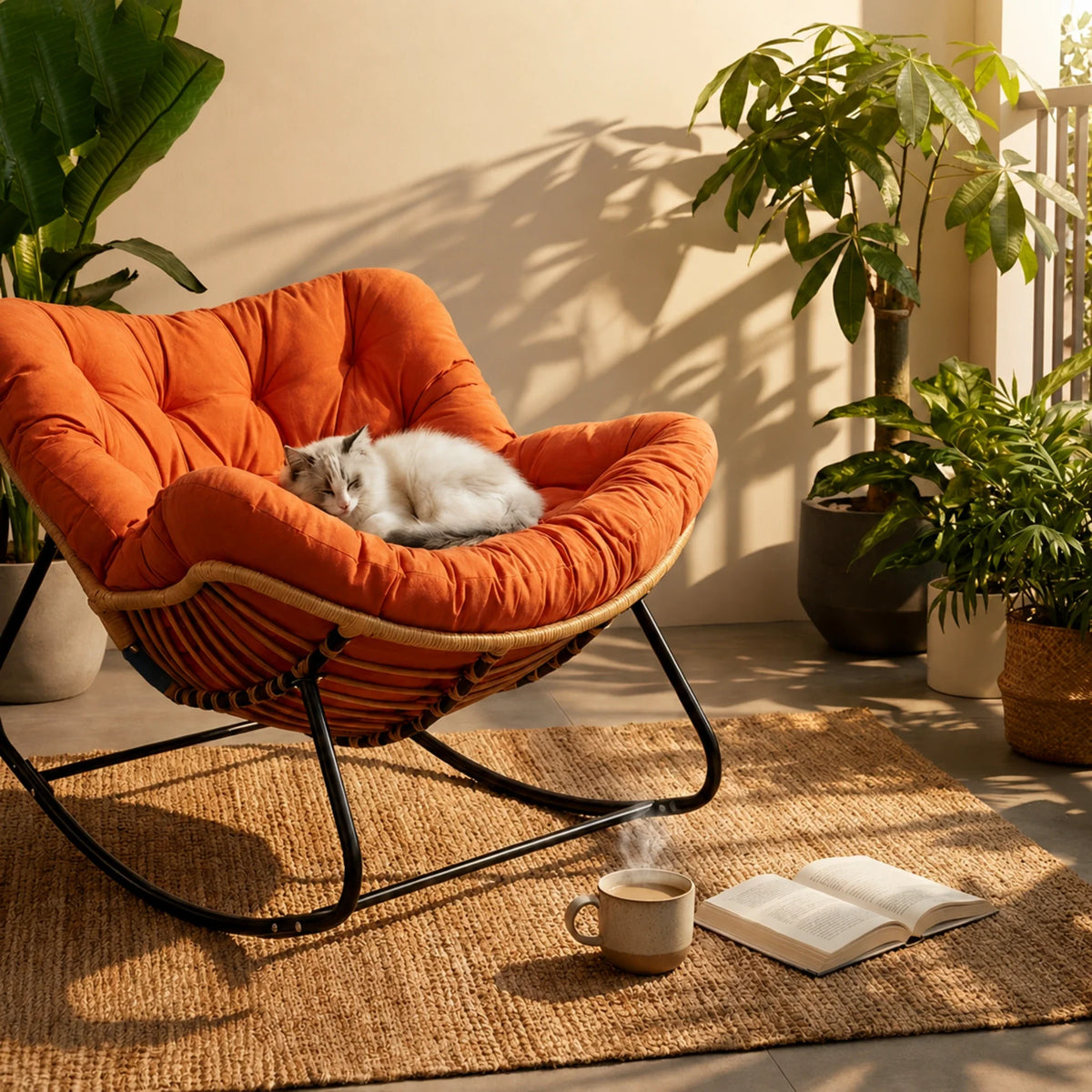 Fauteuil à bascule BRUMEL, coloris orange