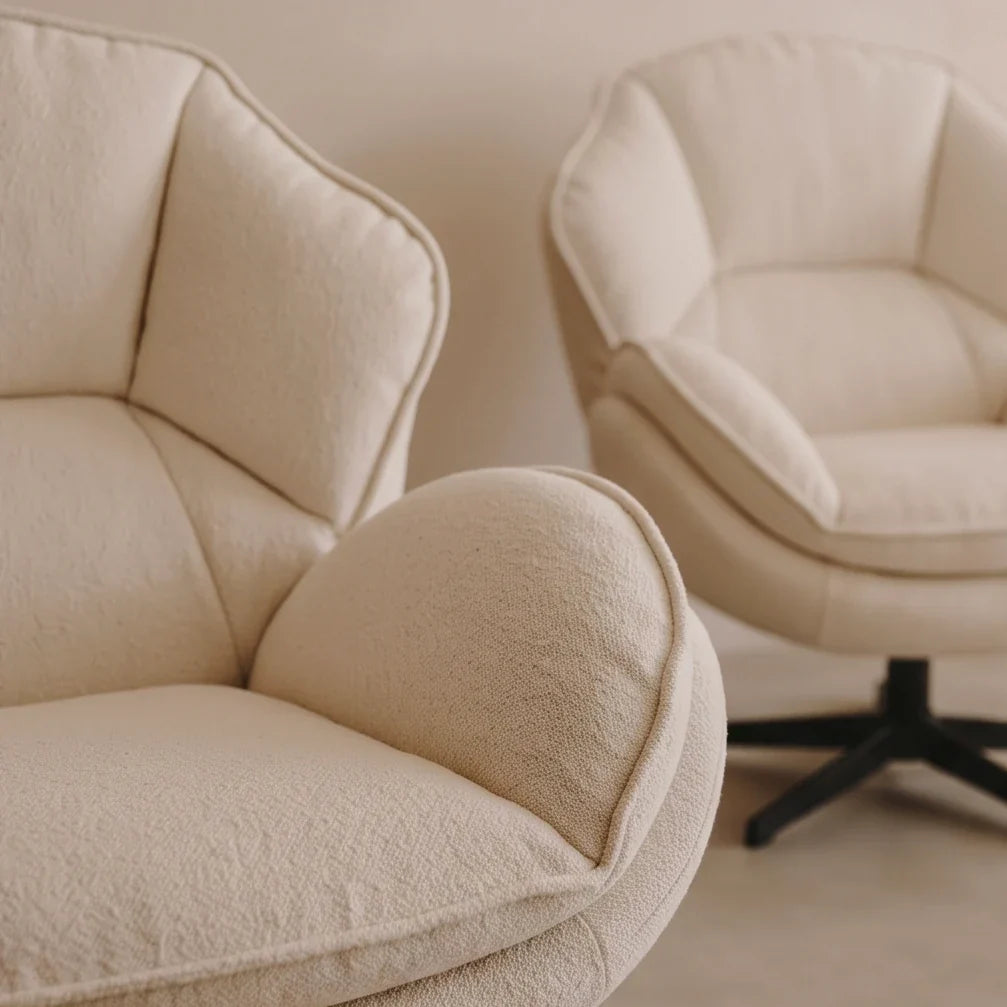 Fauteuil pivotant VESPRA, coloris crème (3)