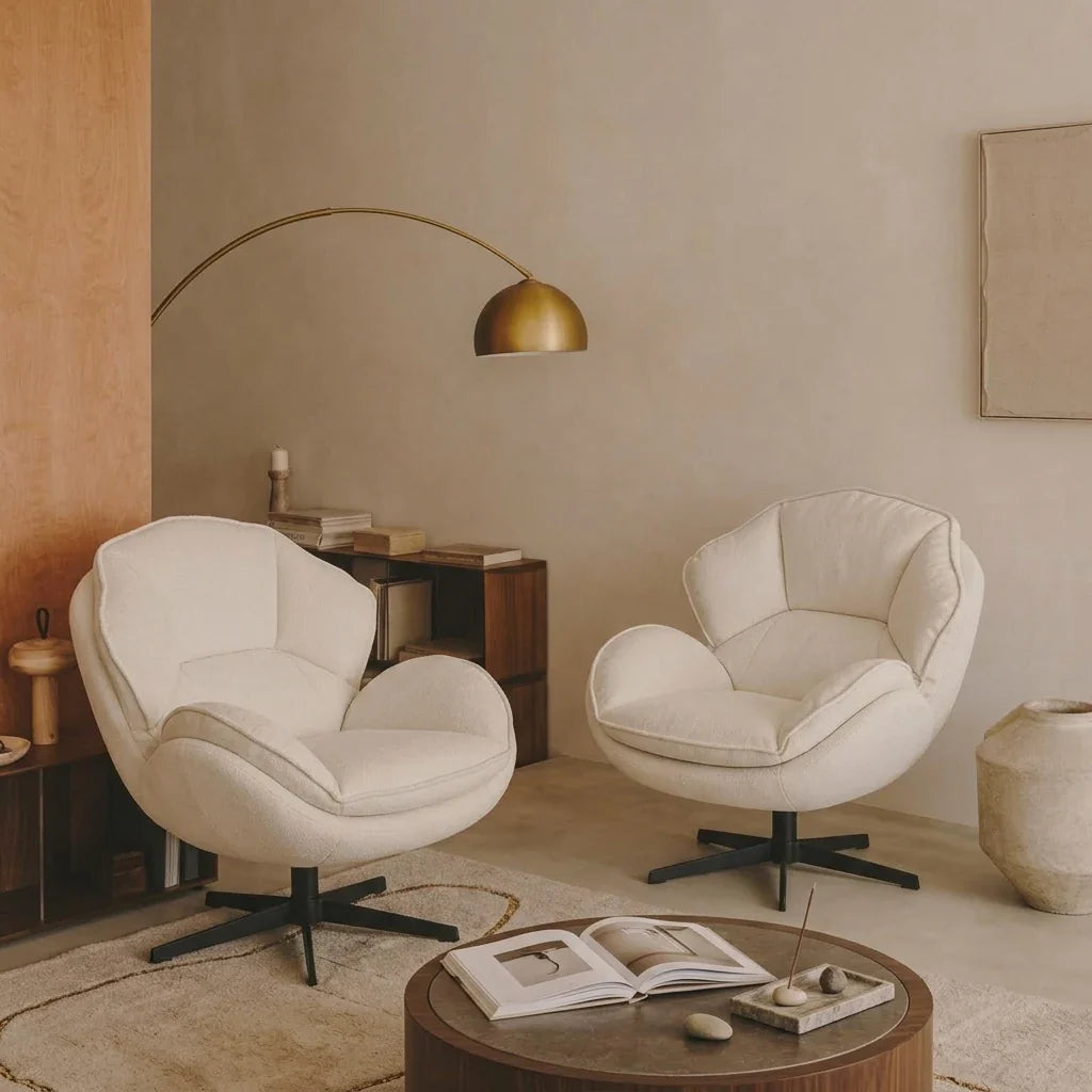 Fauteuil pivotant VESPRA, coloris crème (4)