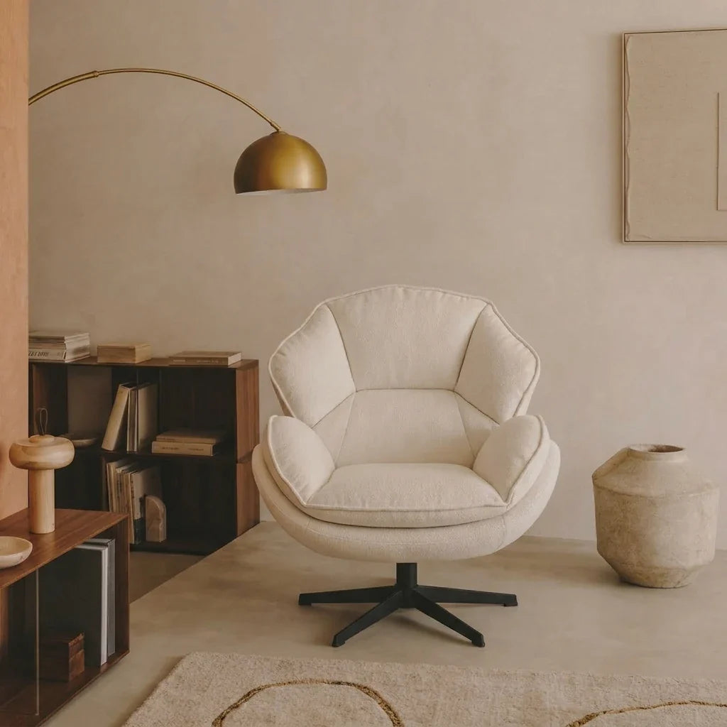 Fauteuil pivotant VESPRA, coloris crème (5)