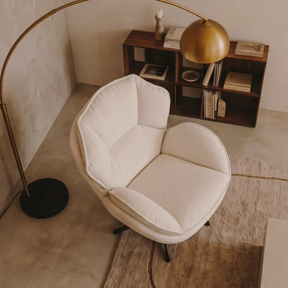 Fauteuil pivotant VESPRA, coloris crème (2)